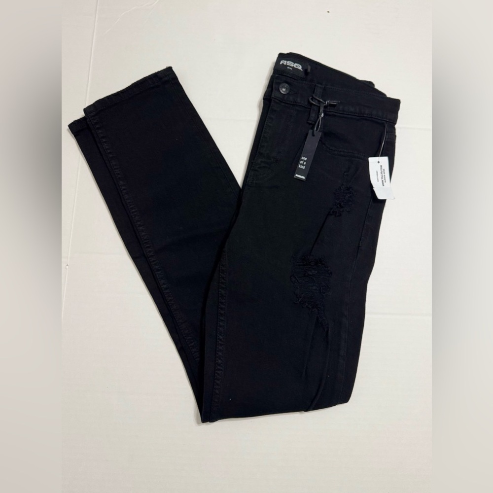 RSQ Men’s Distressed Black Denim Jeans 29X32